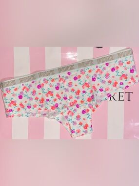 New Victoria’s Secret Pink panties PINK Cheekster PINK bling gold sparkle floral